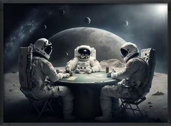 Póster Astronauts playing Poker in the Space