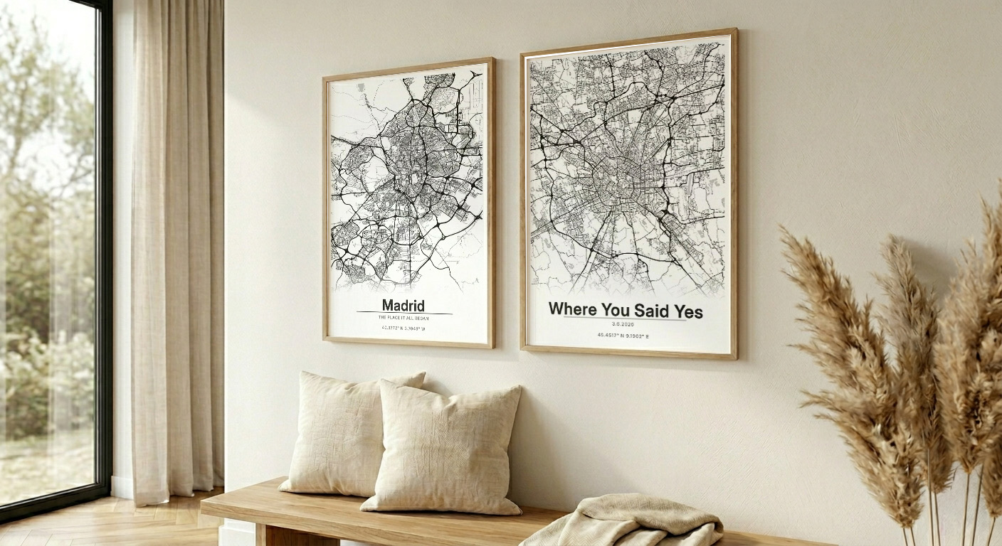 Madrid, vlastní mapa se vzkazem